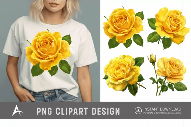 Watercolor Yellow Rose Clipart