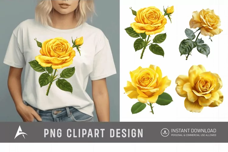 Watercolor Yellow Rose Clipart