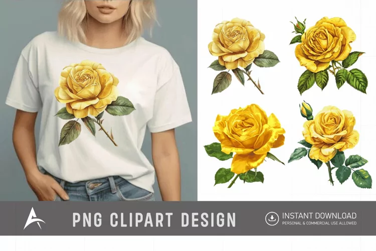 Watercolor Yellow Rose Clipart