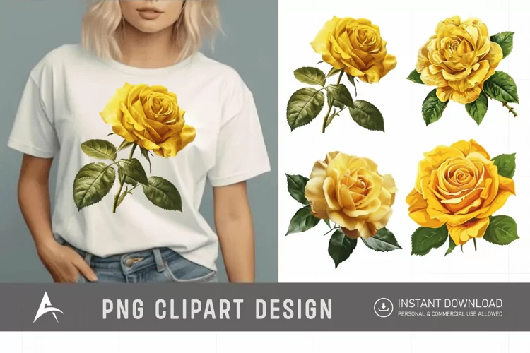 Watercolor Yellow Rose Clipart