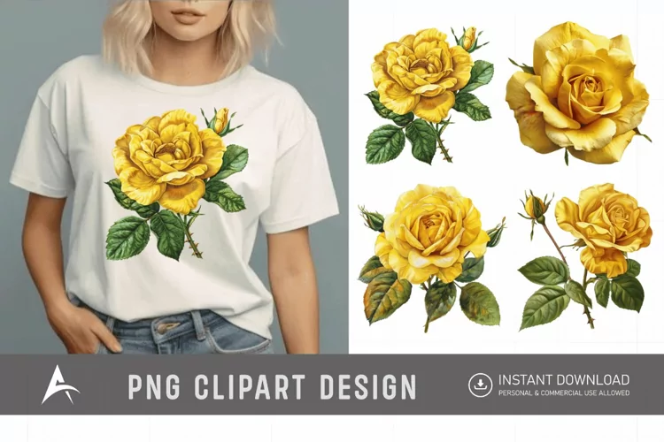 Watercolor Yellow Rose Clipart
