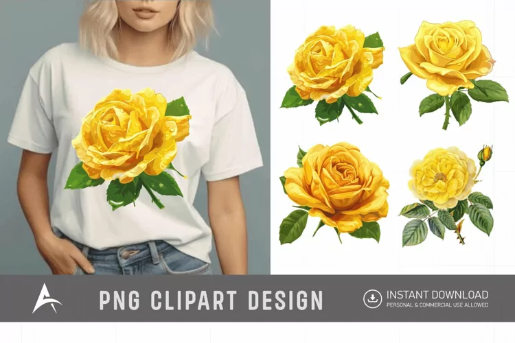 Watercolor Yellow Rose Clipart