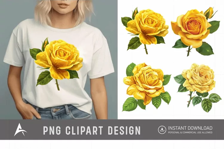 Watercolor Yellow Rose Clipart