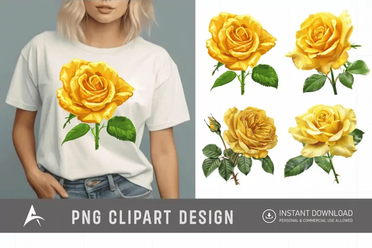 Watercolor Yellow Rose Clipart