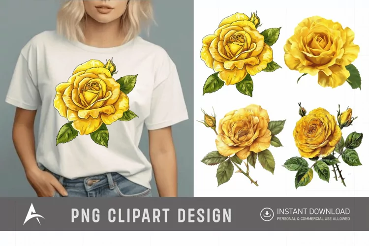 Watercolor Yellow Rose Clipart