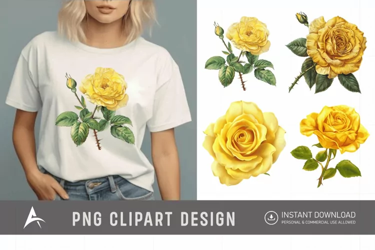 Watercolor Yellow Rose Clipart