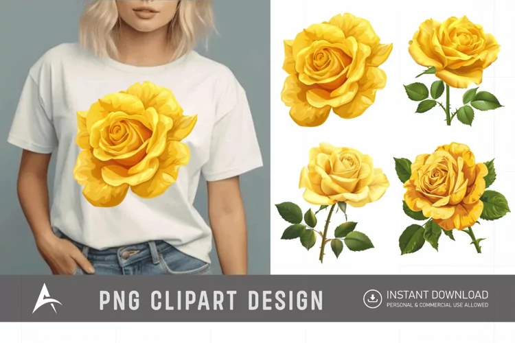 Watercolor Yellow Rose Clipart