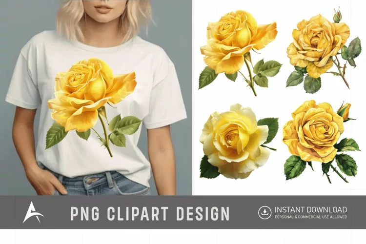 Watercolor Yellow Rose Clipart