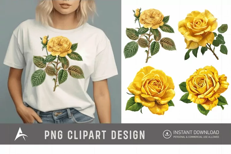 Watercolor Yellow Rose Clipart