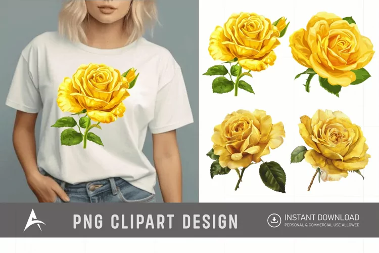 Watercolor Yellow Rose Clipart