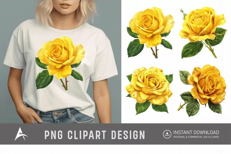 Watercolor Yellow Rose Clipart