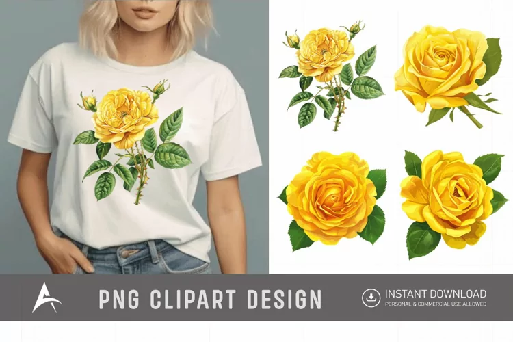 Watercolor Yellow Rose Clipart