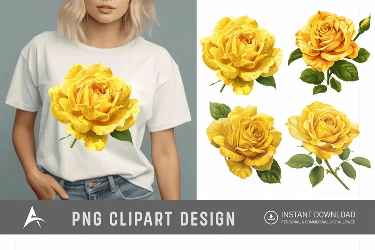 Watercolor Yellow Rose Clipart