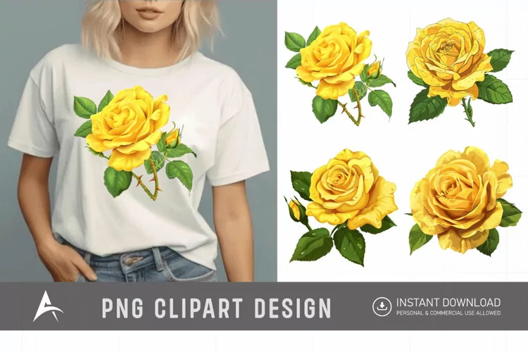 Watercolor Yellow Rose Clipart