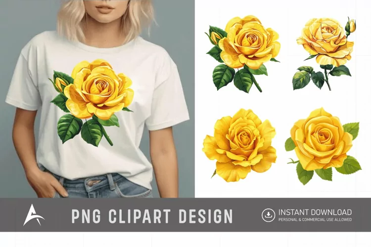 Watercolor Yellow Rose Clipart