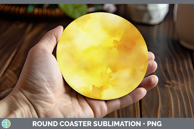 Watercolor Yellow Round Coaster Sublimation Coaster Designs