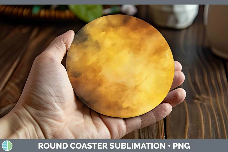 Watercolor Yellow Round Coaster Sublimation Coaster Designs