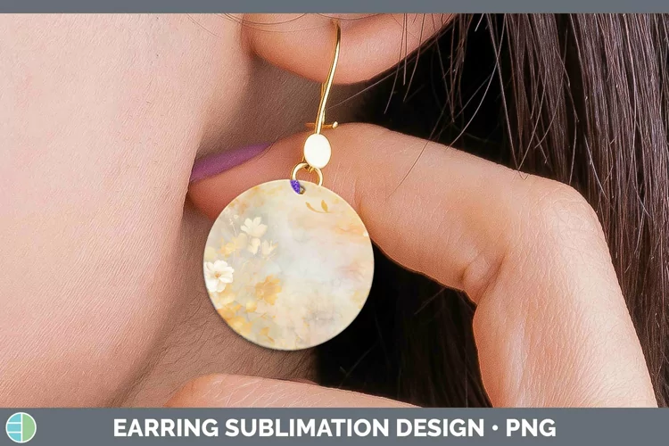 Watercolor Yellow Round Earrings Sublimation Earrings Design