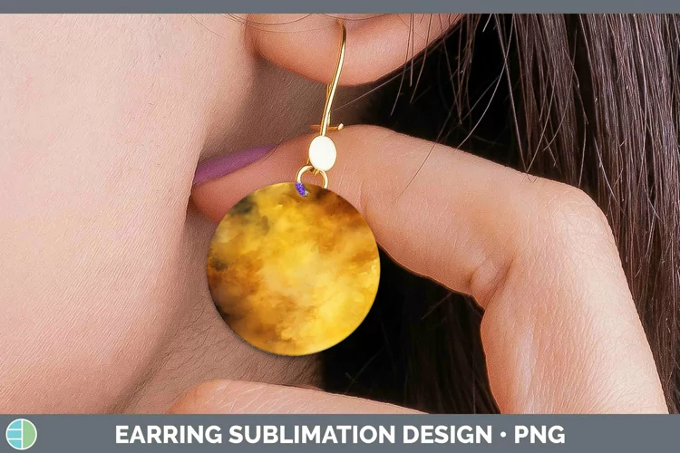 Watercolor Yellow Round Earrings Sublimation Earrings Design