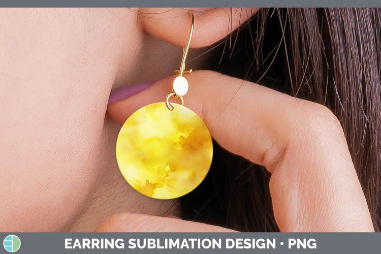 Watercolor Yellow Round Earrings Sublimation Earrings Design