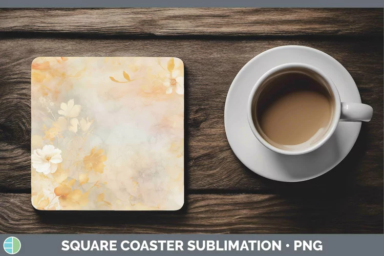 Watercolor Yellow Square Coaster Sublimation Coaster Designs