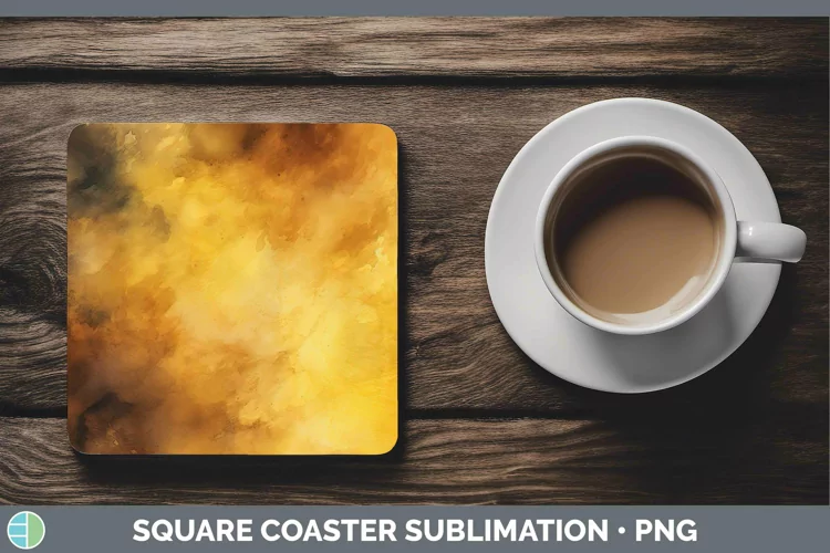 Watercolor Yellow Square Coaster Sublimation Coaster Designs
