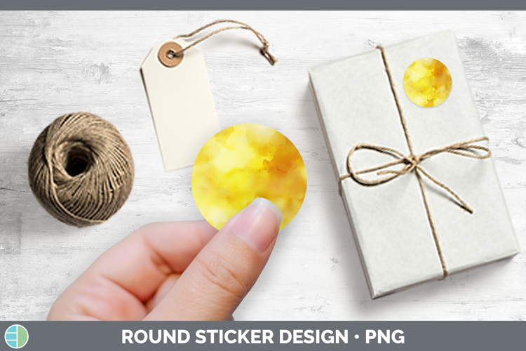 Watercolor Yellow Stickers | Round Labels Designs