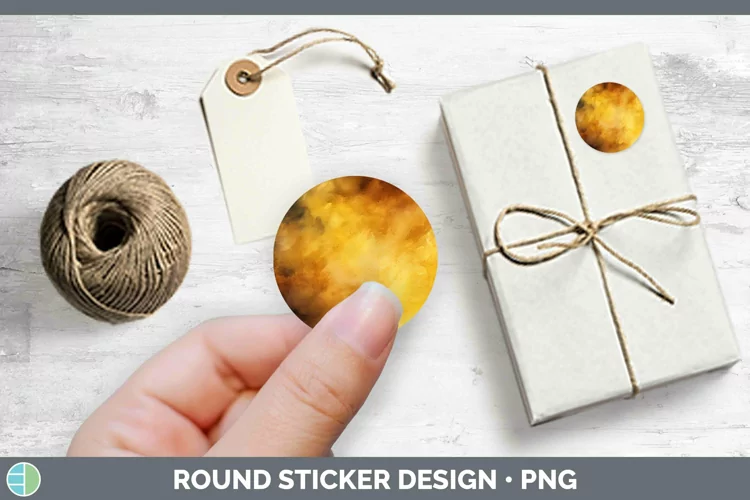 Watercolor Yellow Stickers | Round Labels Designs