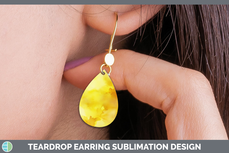 Watercolor Yellow Teardrop Earrings Sublimation Earrings Des