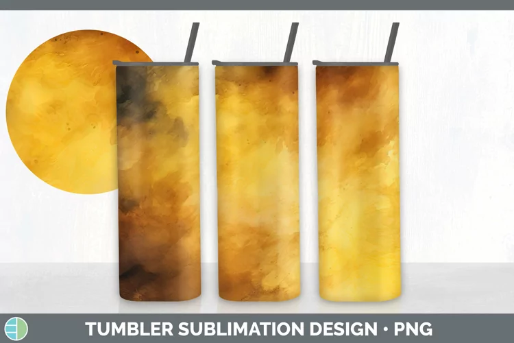 Watercolor Yellow Tumbler Sublimation 20 oz Skinny Tumbler D