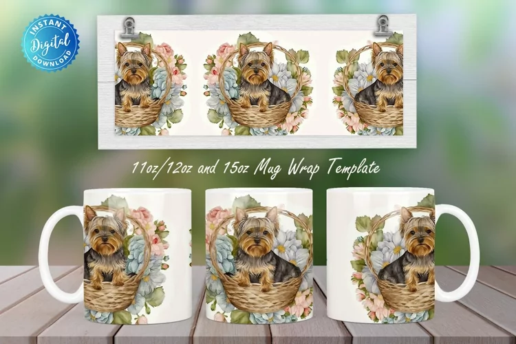 Watercolor Yorkshire Terrier 11, 12 & 15 Oz Mug Sublimation