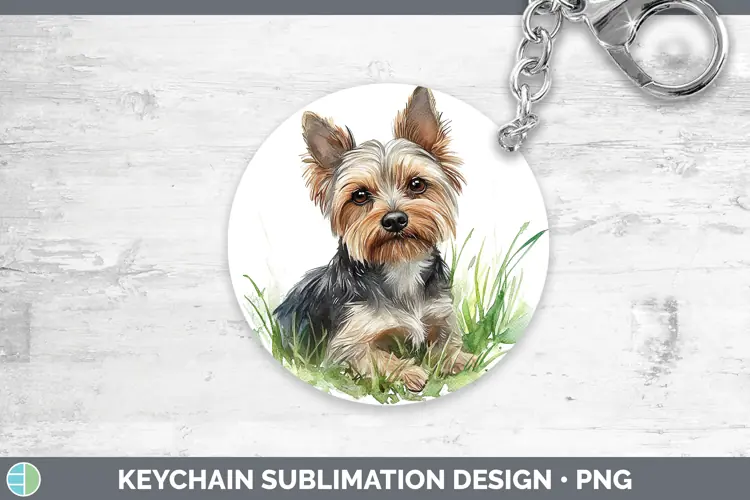 Watercolor Yorkshire Terrier Keychain Sublimation Keyring De