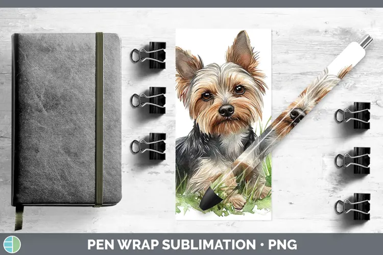 Watercolor Yorkshire Terrier Pen Wrap Sublimation Pen Design