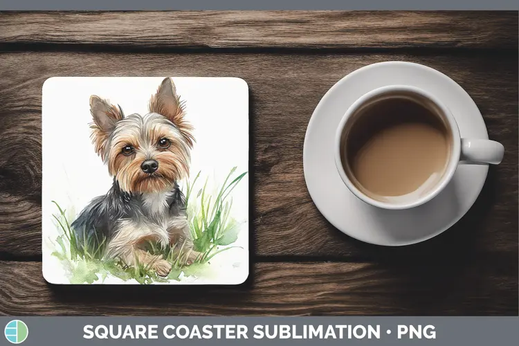 Watercolor Yorkshire Terrier Square Coaster Sublimation Coas