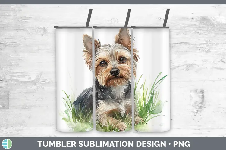 Watercolor Yorkshire Terrier Tumbler Sublimation 20 oz Skinn