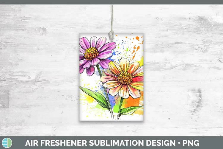 Watercolor Zinnia Air Freshener Sublimation Car Freshener De