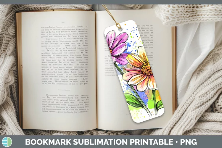 Watercolor Zinnia Bookmark Sublimation Printable Designs