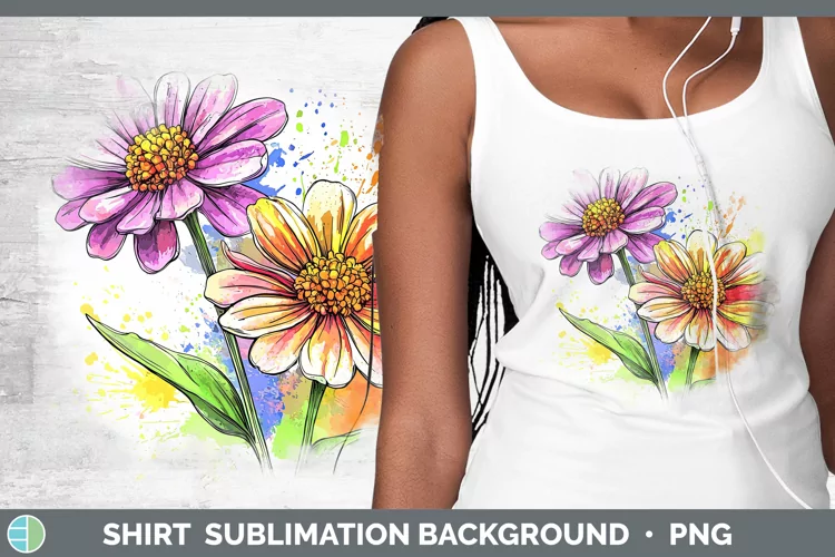Watercolor Zinnia Shirt Sublimation Sublimation Background D