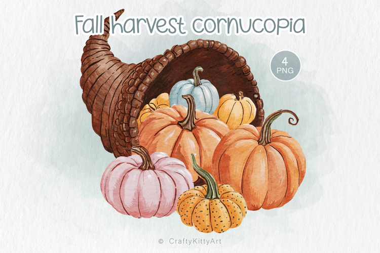 Thanksgiving cornucopia PNG Clipart, Fall Watercolor Pumpkin