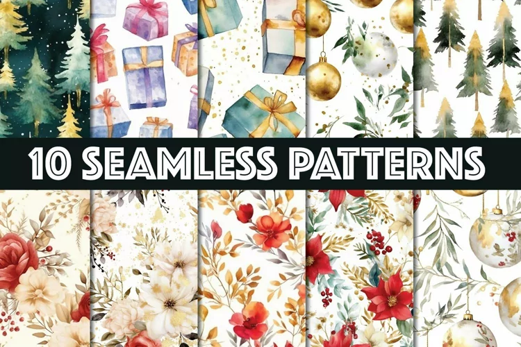 Watercolor Christmas Seamless Pattern