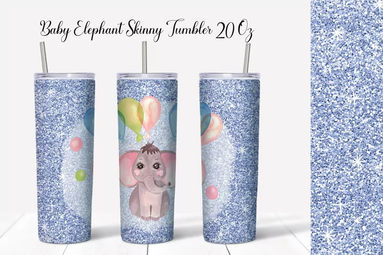 Baby Elephant Skinny Tumbler 20 Oz