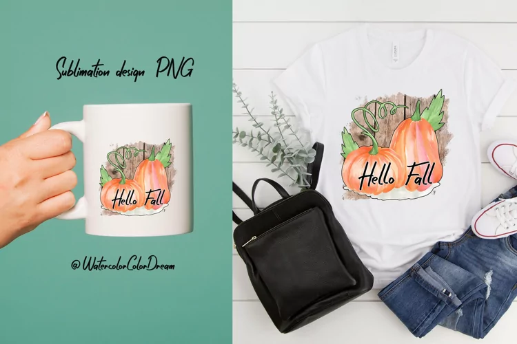 Hello Fall sublimation design. Pumpkin design PNG