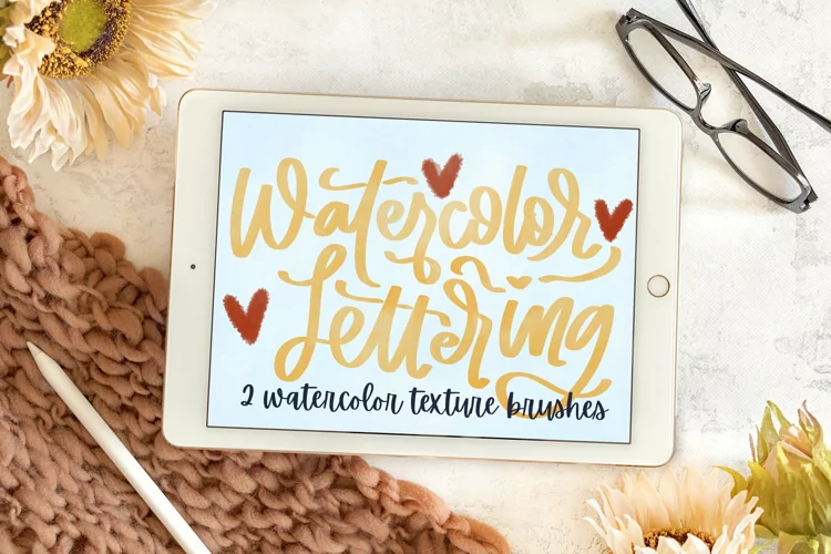 Watercolor Lettering - 2 Brushes - Procreate Brush