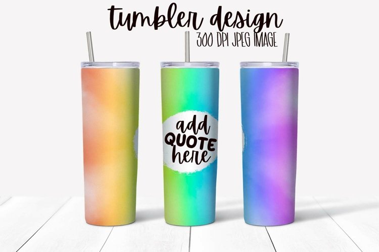 Rainbow Watercolor Tumbler Wrap Design With Blank Space example image 1