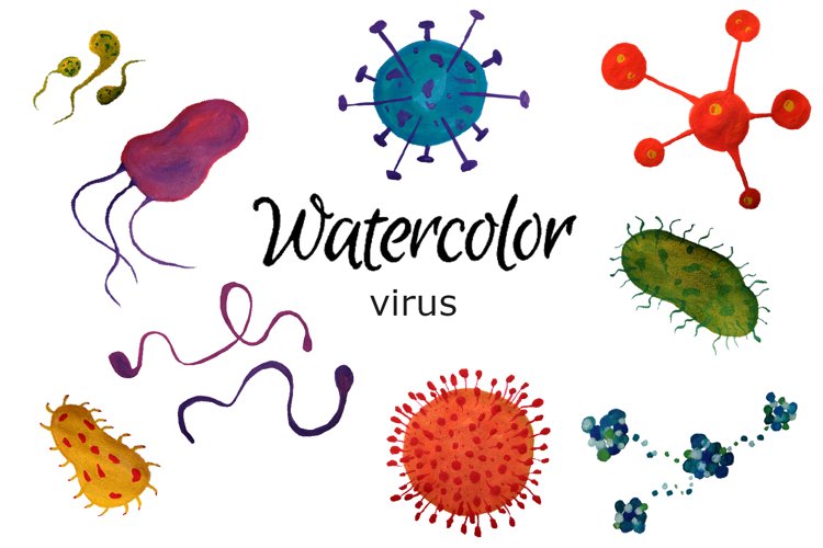 WATERCOLOR CLIPART virus medical doctor nurse hospital example image 1