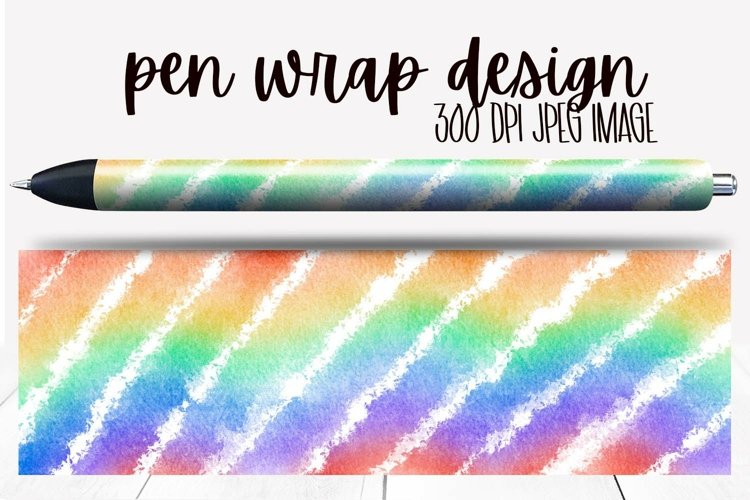 Watercolor Striped Rainbow Pen Wrap Design example image 1