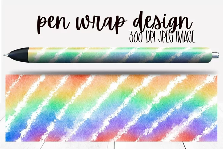 Watercolor Striped Rainbow Pen Wrap Design