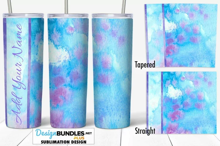 Blue Watercolor 20 oz. Tumbler Wrap | Add Your Name PNG