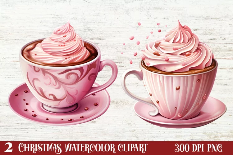 Christmas Hot Cocoa Cup Clipart Sublimation