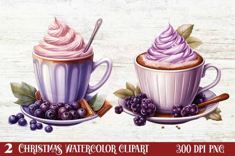 Christmas Hot Cocoa Cup Clipart Sublimation